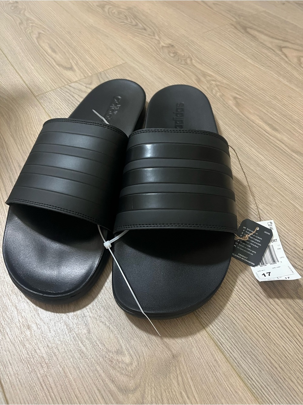 adidas Men’s Black Slide Sandals with Textured Strap